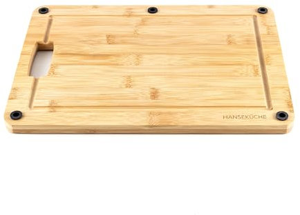 HANSEKÜCHE XL Bambus Schneidebrett | Rutschfest & antibakteriell | Extra großes Holzbrett mit tiefer Saftrille – Perfekt für Küche & Grill, nachhaltig & messerschonend (1, XL)