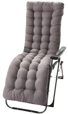 MAQDDO Deckchair Cushion Recliner Cushion Thickened Rocking Deckchair Comfortable Polyester Garden Pad Replacement Solid Color Beach Seat Pad Sunlounger For Indoor Outdoor(Grey B)