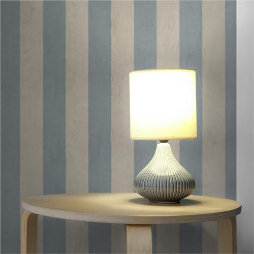 TADESSI Papier peint intissé rayé M1 - No.12033 - Bleu beige - Papier peint à rayures - Pour salon, chambre à coucher, cuisine