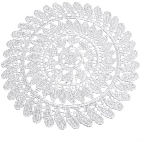 Tapetes de encaje de ganchillo vintage para decoración de mesa de comedor, elegante posavasos redondos para aperitivos y platos (1#19 cm)