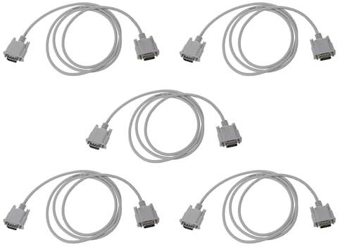 Giwnhvx Lot de 5 câbles adaptateurs VGA DB15 mâle vers RS232 DB9 mâle/vidéo graphique (blanc, 1,4 m)