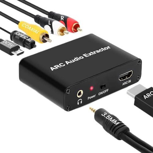 LICAEVEY 192KHz HDMI -Arc -Extraktor mit Digitalem Optischen Toslink SPDIF/Koaxial und Analog 3,5 Mm L/R -Stereo -Audio -Konverter und Automatisch Stumm für HDTV -Soun