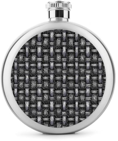 Flasque métallique en acier inoxydable avec motif tissé en maille de maille pour liqueur, bouteille de vin portable de poche ronde pour boisson 140 ml