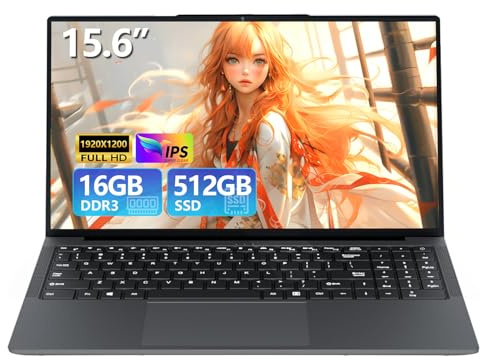 15.6 inch Laptop, Laptops with Core processor (up to 3.40GHz), Gaming Laptop 16GB RAM 512GB ROM, FHD 1920 x 1080, Win 11 Pro Traditional Laptops Computers with WIFI BT 5.0 Netbook For Student Busines