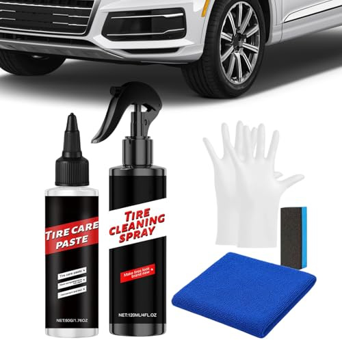 Nettoyant pour Pneus,Accessoires Auto À Haute Brillance Et Longue Durée - Revêtement Pour Soin Des Pneus,pour Nettoyage Polissage Détail Entretien Lavage Finition Extérieur Automobile Garage Travail A