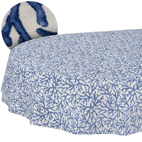 Bordsduk tvättbar bordsduk lättskött av bomull polyester smutsavvisande trädgårdsduk korall oval 160 x 140 cm inomhus- och utomhusduk