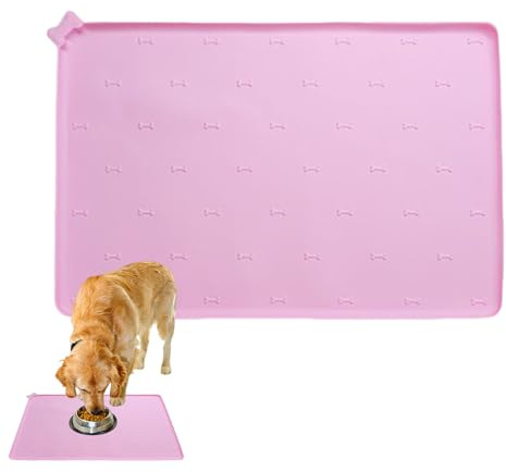 Wassernapf Matte,Katzen Futterunterlage Silikon | 60x40 cm rutschfeste Anti Verschüttung Faltbare Unterlage Für Küche Und Outdoor Für Hunde Und Katzen | Für Drinnen Draußen