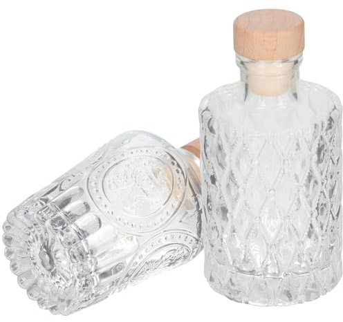 Hemobllo 2 piezas Botellas de Vidrio con Tapa Hermética Reutilizables Unidades Diseño Europeo Romano Envases Compactos para Almacenamiento de Vino Casa Uso Versátil Cocina y Eventos