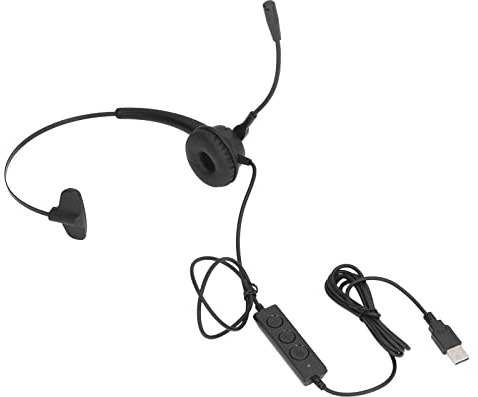 CEMTUKLBP Cuffie per call center USB, cuffie da ufficio con microfono a cancellazione di rumore, cuffie di servizio cablate regolabili per assistenza clienti, include archetto in acciaio e