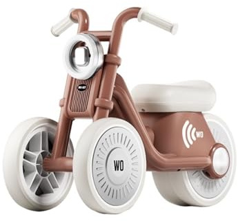 WLH Alexanders Carrelli Triciclo for bambini Auto Wiggle Auto scorrevole senza pedali con musica Ruote silenziose Idea regalo for bambini dai 2 anni in su Macchinine(Bruin)