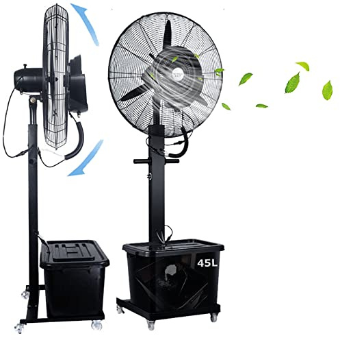 Ventilatore nebulizzatore oscillante con 3 velocità e oscillazione a 90° per raffreddamento esterno in negozi, garage e spazi di lavoro