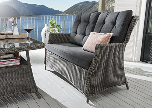 Destiny 2-Sitzer Gartensofa CASA, Polyrattan, inkl. Polster, Vintage grau
