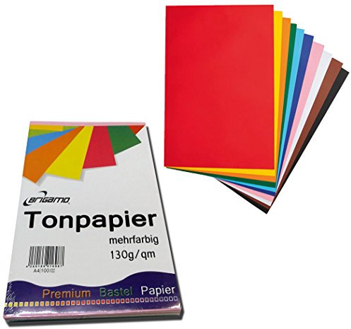 Brigamo Premium 200 Blatt Tonpapier Bastelpapier A4 Farbig Sortiert 130 g/qm