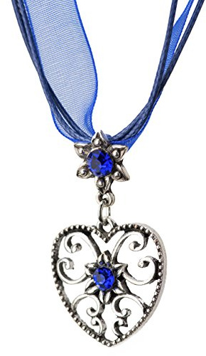 Schöneberger Trachten Couture Trachtenkette Alpensonne Herz und Edelweiss Anhänger mit Strass - Trachtenschmuck Kette für Dirndl und Lederhose