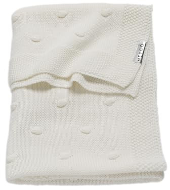 MEYCO Babydecke 75x100cm gestrickt Knots Kuscheldecke Offwhite | 100% Baumwolle - Oeko Tex zertifiziert - TOG 1.0 - vielseitig einsetzbar - kuschelig & atmungsaktiv - waschbar