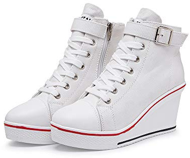 Mujer Cuñas Zapatos 35-43 EU De Lona High-Top Zapatos Casuales Talla Grande Zapatillas de Cuña para Mujer Zapatillas de Deporte Zapatillas Altas Primavera/Verano Tacón Cuña