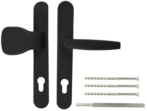 Premium Drückergarnitur Victory DHS 92mm - Oval - Griff-Knauf, Farbe:Schwarz RAL 9005, Schildbreite:25mm