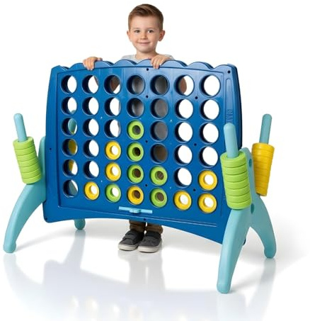 alldoro XXL 4 in Einer Reihe, Jumbo Spiel 115 x 60 x 88cm, Indoor & Outdoor | extra groß mit 42 Steinen Ø 10 cm, wetterfest, für Zuhause, im Garten, Kindergarten, Schule & Veranstaltungen, ab 3 Jahren