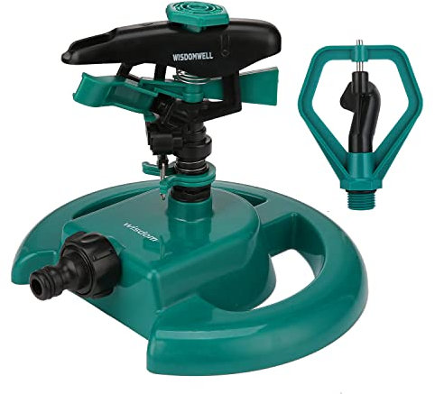 WISDOMWELL Garden Sprinkler， Pulsating Long Range Lawn Impact Sprinkler Head With 1/2 Provide 360 ° watering Of Your Garden、farm、nursery and more