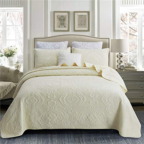 Tagesdecke Gesteppt WeiB/Grau/Rosa Bettüberwurf Baumwolle Set Doppelbett Steppdecke Wendedesign Bettdecke Stepp Decke 3 Teilig Bettwäscheset Inkl 2 Kissenbezug,G-230X250CM