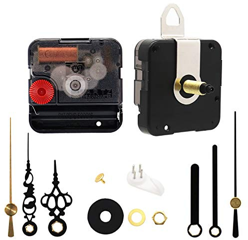 TIKROUND Youngtown 12888 Sweep Silent Clock Movement Mechanism with 2 Sets Small Hands 23mm (29/32 Inch) Shaft Length 15mm (19/32 Inch) Thread Length.
