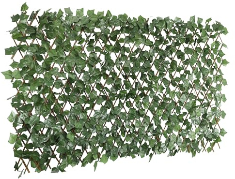 Windscreen4less Expandable Artificial Ivy Leaf Faux Leaves Privacy Fence Screen for Outdoor Indoor Backyard Patio Balcony (Single Sided Leaves, 1 Pack)