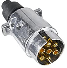 BEIJISTAR Prise Remorque en Métal 7 Broches, Selon ISO 1724, 12V Étanche Connecteur Prise Attelage Remorque en Métal 7 Broches Mâle, pour Caravane RV Voiture Bateau (Alliage d'aluminium)