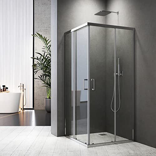 Duschkabine/Duschabtrennung 100 x 100cm, Duschkabine komplett Duschabtrennung 100x100 Eckeinstieg Duschkabine Schiebetür Duschwand Duschabtrennung-glas