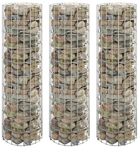 3er Set Gabionen Hochbeet rund Steinkorb Pflanzkübel Steingabione Gabionen Gabionenkorb Gabionensäule Gabionenzaun Garten Terrasse Ø30x100 cm
