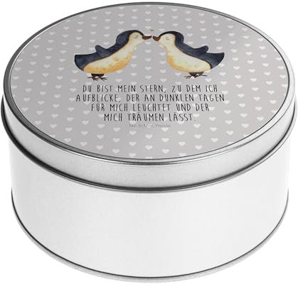 Mr. & Mrs. Panda Blechdose rund Pinguin Liebe - Geschenk, Hochzeit, Metallboxen, Verlobte, Pinguin Paar, Heiratsantrag, Hochzeitstag, vertraut,