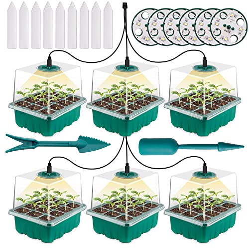 Pipihome 6 Pièces Bacs à Semis, Mini Serre pour Semis, Serre Intérieure Pépinière Boîte Propagateur Jardin, pour La Germination, Croissance en Serre
