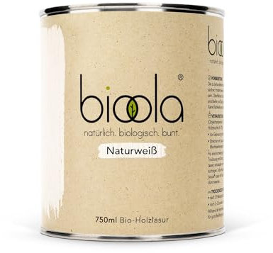BIOOLA® colour - 100% natürlich-biologische Lasur für Kinderspielzeug sowie Holz und Möbel im Wohn- & Schlafbereich - vegan & plastikfrei - Naturweiß, 750 ml