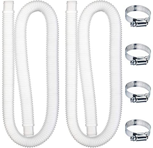 Umelee 2 Stück Poolschlauch 32mm, Schwimmbad-Ersatzschlauch 1,5 m lang mit 4 Metallklemmen, Poolfilterschlauch, Poolpumpenschlauch für Oberirdische Pools