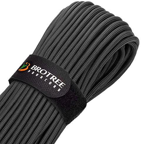 Brotree Paracord 4mm 15M 9 Stränge 100% Nylon Seil Schnüre Typ III für Survival, Outdoor, Heimwerken - Bruchlast 280kg (Schwarz)