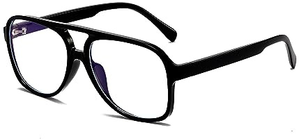 ZIMUSUN Retro Aviator Blue Light Glasses for Women Men 70s Oversized Frame Pilot Glasses Anti Eyestrain(A1 Black)