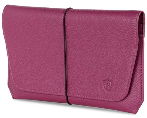 VON HEESEN Leder Reisepasshülle mit RFID-Schutz - Passport-Hülle aus echtem Leder - Reisepass-Organizer für stilbewusste Damen & Herren in Pink