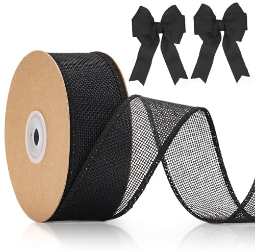 jijAcraft 4cm Juteband mit Draht Schwarz: Geschenkband für Schleifen 10M Schleifenband zum Basteln Jute Dekoband für Trauer, Halloween