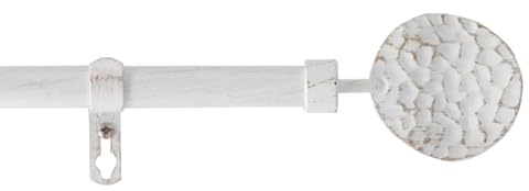 TIENDA EURASIA - Barra Cortinas Extensible | Medida 120 a 210 cm | Diseño Envejecido | Barra para Cortinas de Metal con 2 Terminales, Soportes y Tornillos | Barras de Cortinas Decorativas (Blanco)