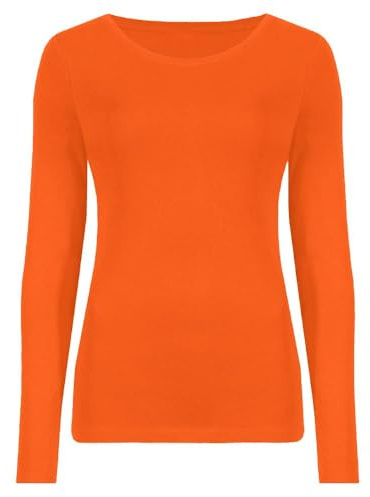 Hamishkane Ladies Long Sleeve Round Neck Plain Casual Basic Stretchy Fitted Womens T-Shirt Top