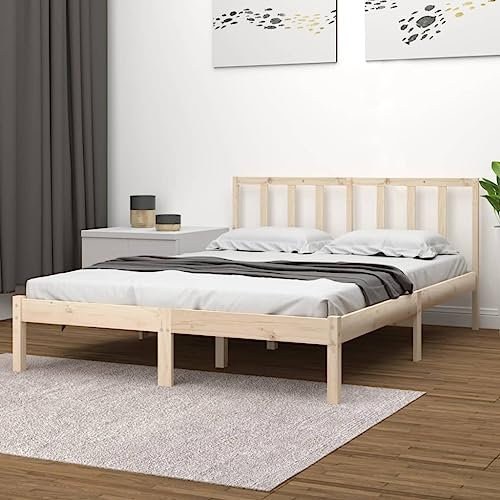 THOYTOUI Massivholzbett, Bett Tagesbett Holzbett Bettstütze Geeignet für Hotel Schlafzimmer Aufenthaltsraum Gästezimmer Kiefer 135x190 cm