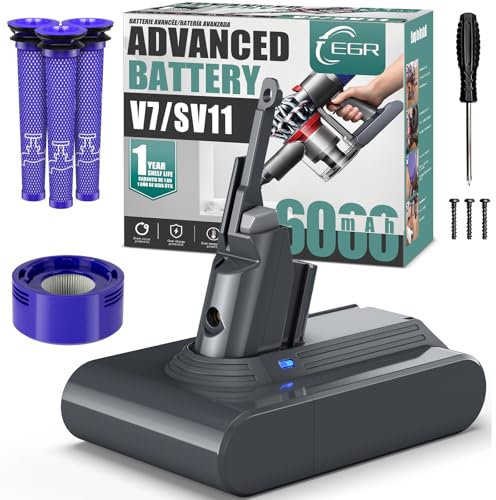 EGR Battery Replacement for Dyson V7 SV11 Animal/Absolute Series Handheld Vacuum Cleaner with Filters [ Large Capacity ]