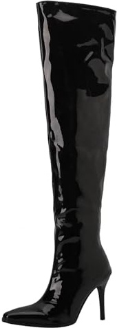 HSyc JRX Damen Lack Overknee Stiefel mit Stiletto Absatz High Heels Langschaft Stiefel Winter Schuhe