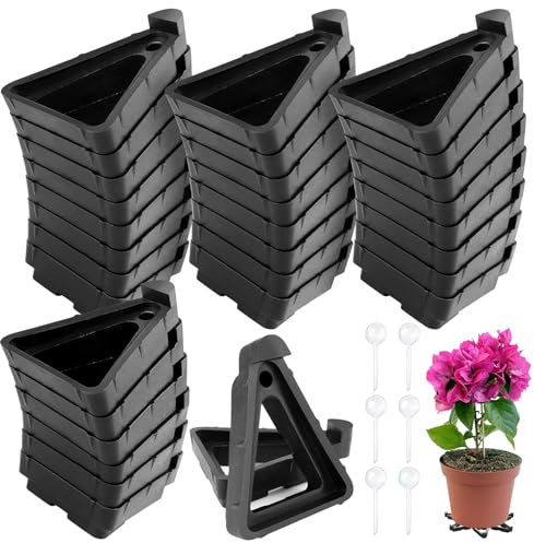 GZjiyu 32 piedini per fiori triangolari, in plastica, con 6 sfere di irrigazione, per interni ed esterni, giardino, balconi