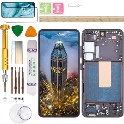 Gadget Troops (Fingerabdruckfrei) LCD Display Montage für Samsung Galaxy S23 SM-S911B/DS, S911B, S911U, S911U1, S911W, S911N, S9110, S911E Bildschirm Ersatz-Kit (Schwarz)