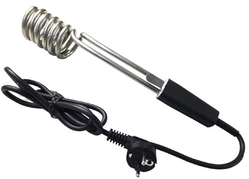 Novanetus Calentador GTN1.6 Calefactor de inmersión 1,6 kW 1600 W 230 V de ACERO INOXIDABLE, Hervidor eléctrico de viaje, color negro