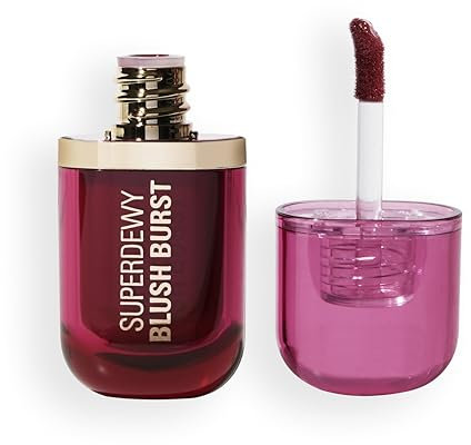 Revolution Superdewy Liquid Blush Burst, Fard à joues liquide à pigmentation buildable, formule sérum aux peptides et acide hyaluronique, Vegan, Very Cherry Berry, 4.2 ml