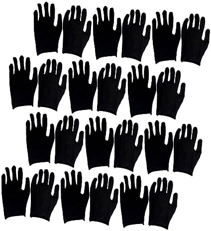 NOLITOY 12 Paar Schwarze Dicke Baumwollhandschuhe Arbeitshandschuhe mit Hoher Verschleißfestigkeit Bequeme Griffhandschuhe für Arbeit und Schutz