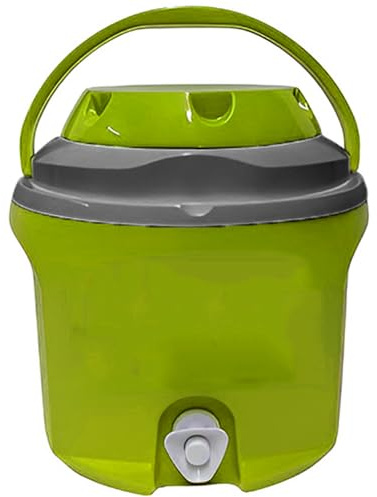 Thermos Borraccia Termica 6 Litri con Rubinetto e Maniglia Contenitore Frigo Acqua in Plastica Bocca Larga Tappo e Contenitore Porta Oggetti – 4 Colori Disponibili (LEMON)