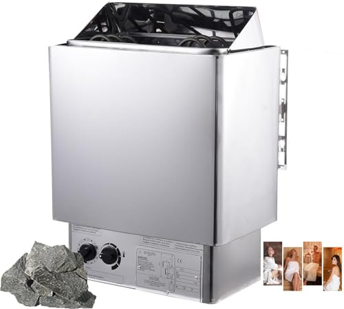 WhFKLca Electric Sauna Heater, 3KW-9KW Stainless Steel Sauna Heaters Stove with Internal Controller for Home Hotel Spa Steam Room, Timer: 0-180 Min, Temperature: 0-110℃, Applicable Space: 2-13m³,9KW