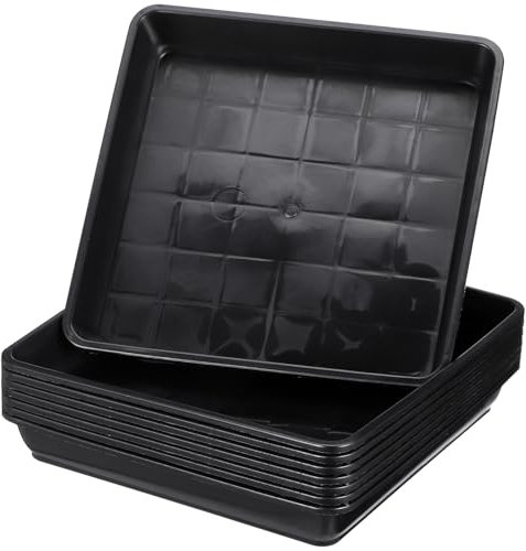 Toyvian Bandeja De Plástico para Macetas y Bonsáis, Cuadrada Negra 12x12 Cm, Set De 8 Unidades, para Jardinería Casa y Oficina, Resistente a Deformación y Rotura